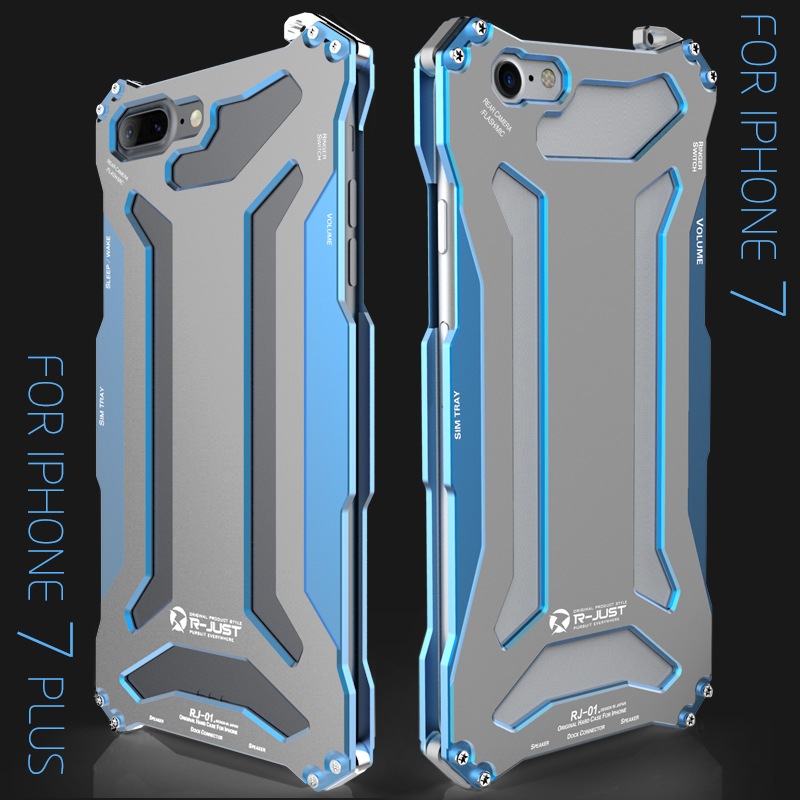 R-Just Gundam Aerospace Aluminum Contrast Color Shockproof Metal Shell Outdoor Protection Case for Apple iPhone 7 Plus