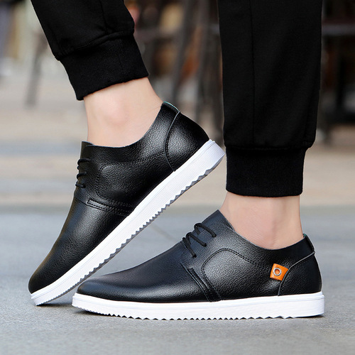 Factory direct sales of autumn new casual leather shoes, breathable men's trendy sneakers, fashionable British and Korean sports shoes