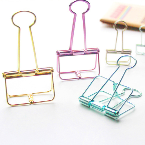 Gold silver hollow long tail clip electroplated swallowtail clip bronze note clip bill storage clip medium 32mm