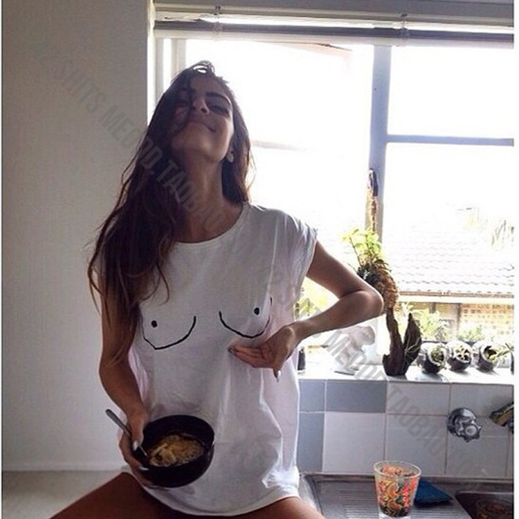 出口俄罗斯外贸 t恤女棉白色印花上衣纯色修身百搭打底衫