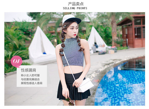 Sports style split swimsuit for women to cover belly and look slim, conservative student Korean small breasts hot spring swimwear holiday ins style