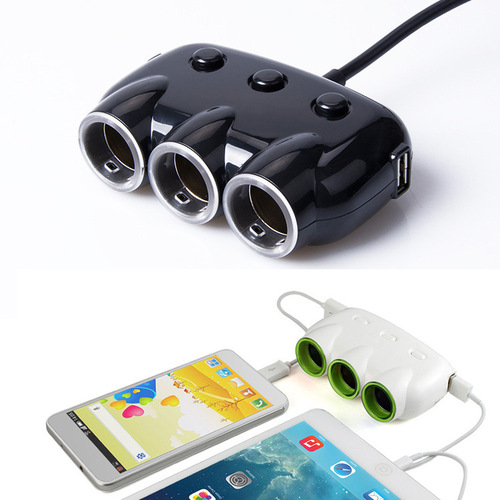 Cigarette lighter one to three multifunctional car charger one to three car mobile phone charger dual usb car charger