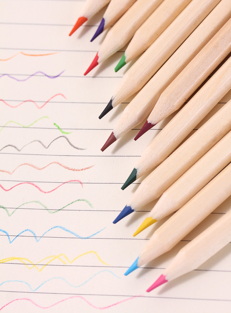 原木色桶装彩铅 儿童绘画涂鸦环保纯色彩色铅笔 六角杆 12色详情30