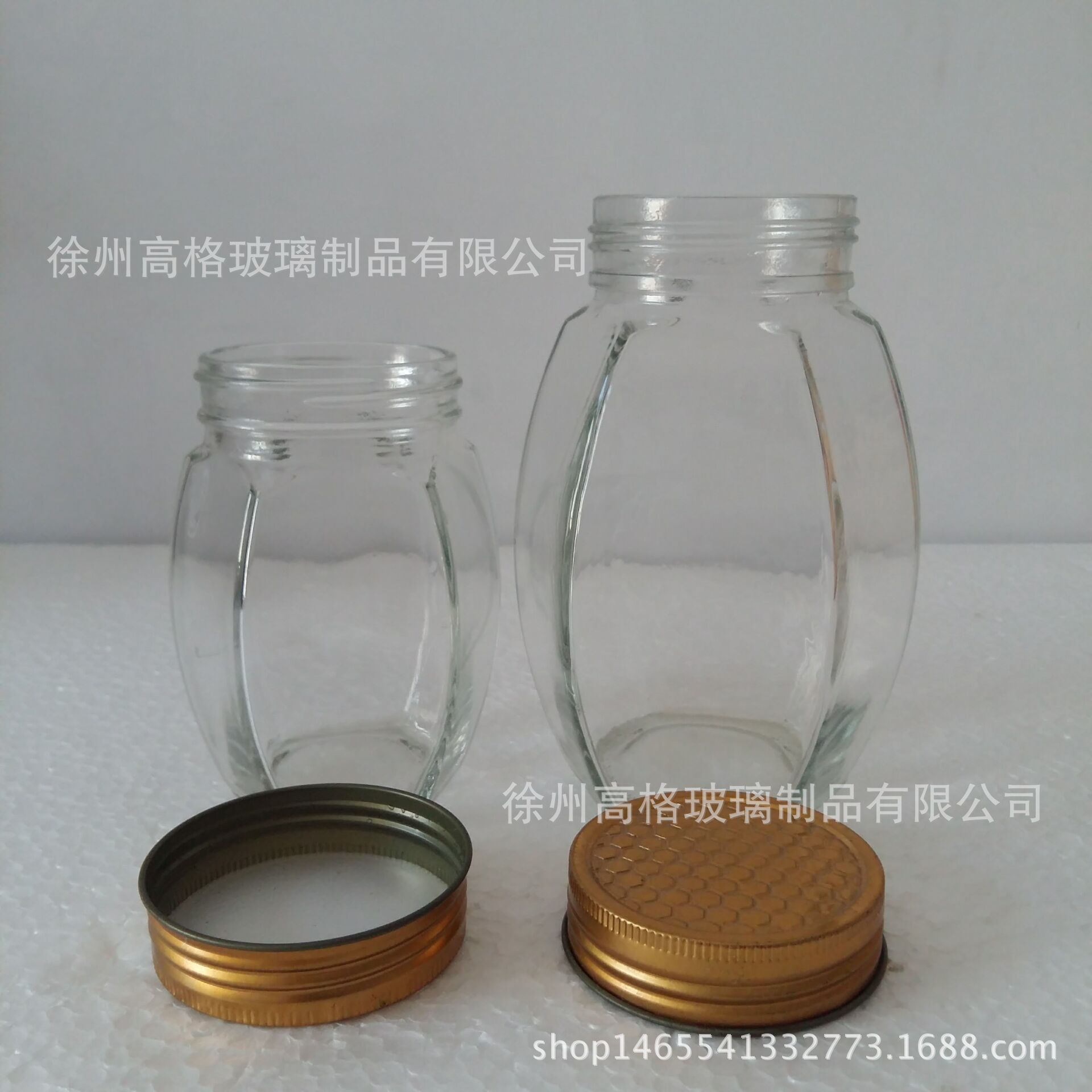 500g1000g大肚六棱蜂蜜瓶子玻璃瓶酱菜瓶果酱瓶密封罐