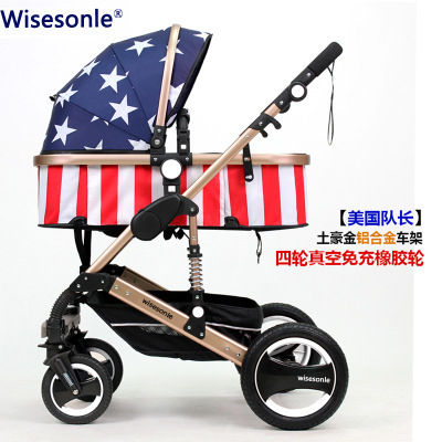 Wisesonle zhierle cochecito de bebé alto paisaje reclinable plegable ligero amortiguador los niños carro