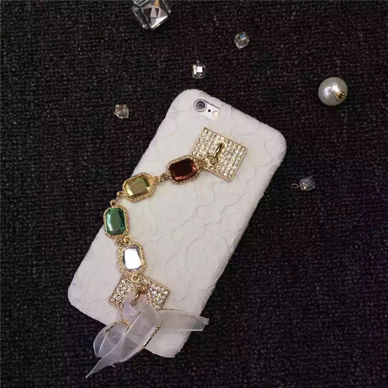 手机保护套-iphon6plus手机壳潮牌钻石手链蕾丝