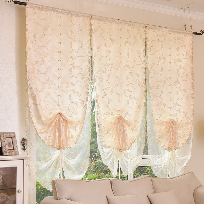 Punch holes Rolling curtain a living room curtain balcony Velcro Embroidery Window screening machining bedroom Roman blinds Curtains wholesale