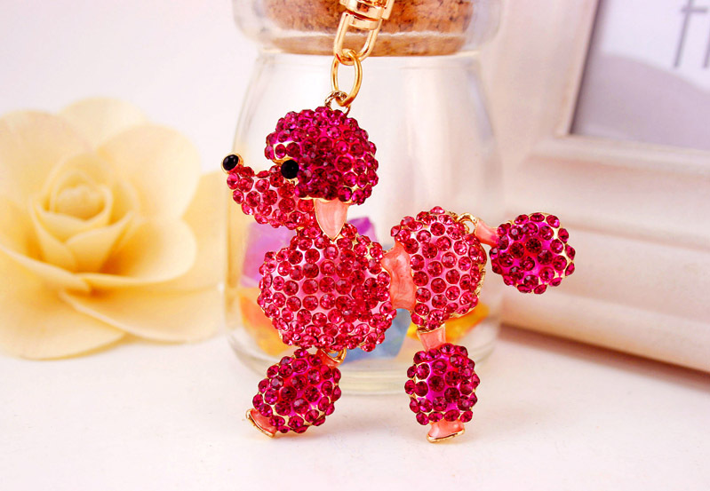 43g Weight Alloy, Metal Material Animal Pattern Unisex Gender Coffee, Pink, Purple, Blue Color Poodle Dog Car Keychain 11