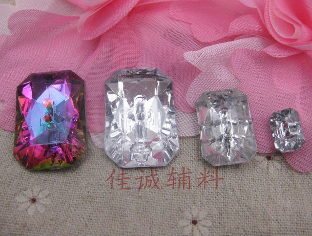 6款正方/长方形八角亚克力纽扣 透明水晶大衣钮扣 DIY扣子