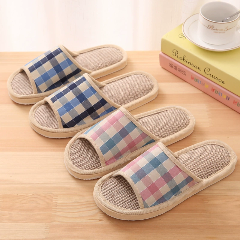 Весенне-летние домашние льняные тапочки, мужские и женские легкие тапочки с дышащим деревянным полом, домашние тапочки для пар с пенопластовой подошвой