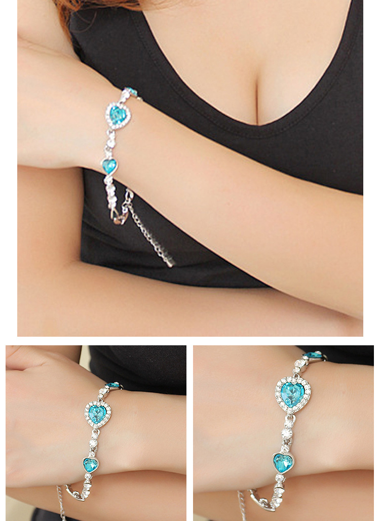 Koreanische Mode Herz Des Ozeans Kristall Armband Koreanische Schmuck Accessoires Armband Armband 2 Yuan Shop display picture 5