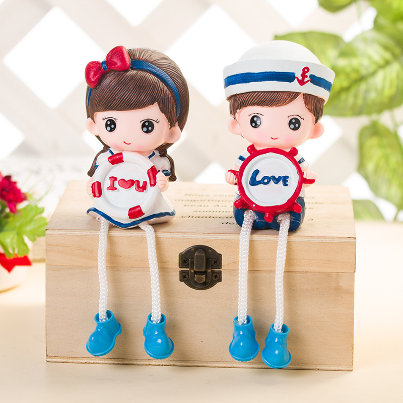 工艺品批发市场 个性创意吊脚娃娃地中海情侣 树脂摆件装饰品|ms