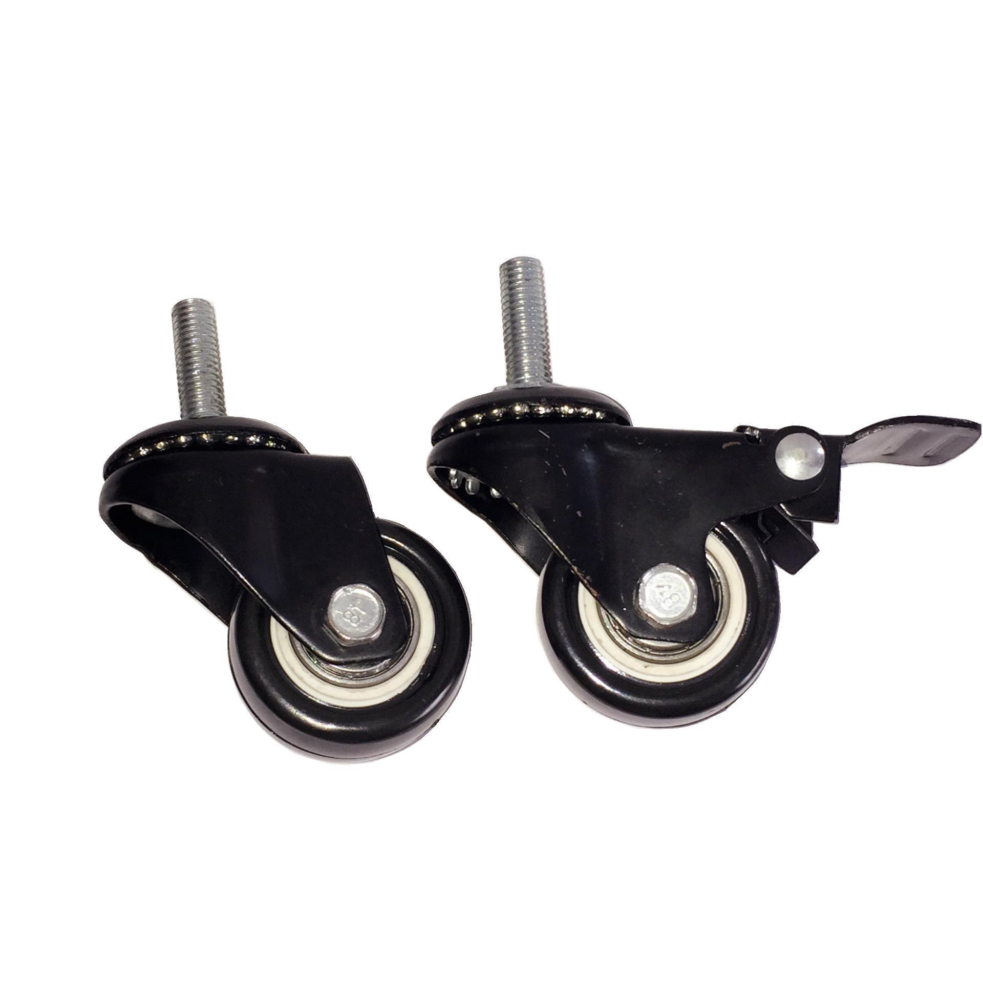 振强 1.5寸聚氨酯轮万向轮脚轮 黑金钻丝杆带刹车轮 家具轮子|ms