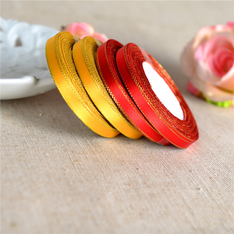 义乌厂家金边丝带规格齐全 2分 0.7cm双金边缎带 可订做印刷|ru