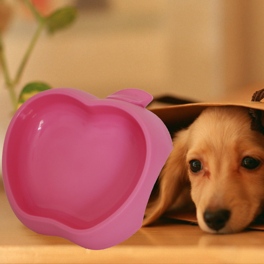 Nuevo tazón para mascotas de plástico de Apple tazón para perros engrosado antideslizante multi-color tazón para mascotas tazón de fuente de comida para perros