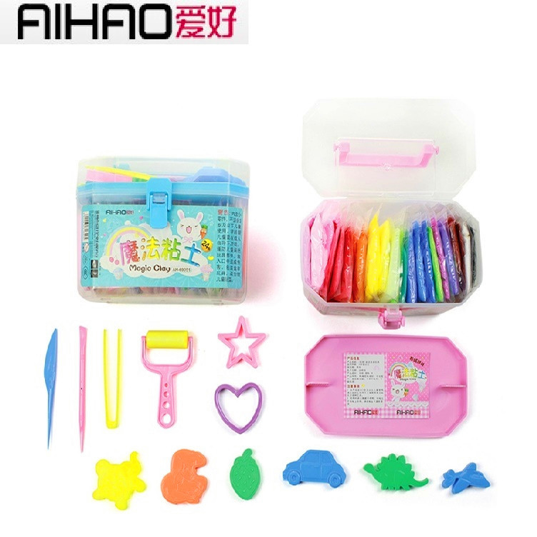 爱好新款69051 布绒娃娃系列24色超轻粘土 不粘手 安全环保橡皮泥