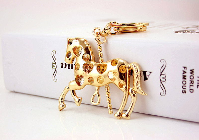 41g Weight Alloy, Metal Material Animal Pattern Unisex Gender Red, Black&White Color Creative Cute Cartoon Carousel Car Keychain 8