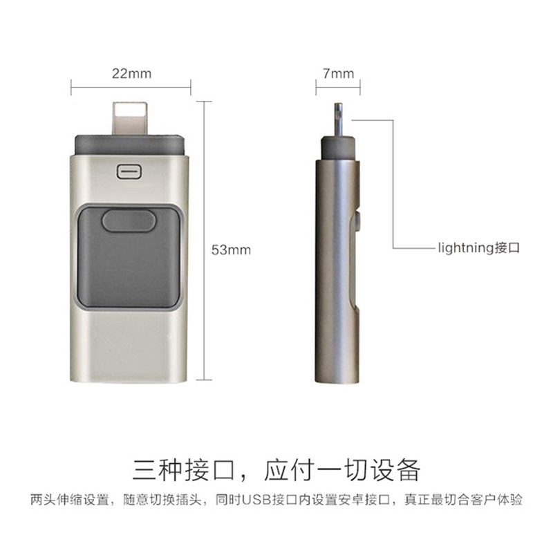 适用于苹果手机u盘安卓电脑三合一推拉OTG优盘iphone6s扩展u盘