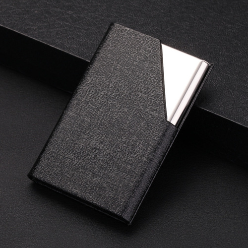Leather stainless steel thin business card holder for men and women, business fashion business card box, metal creative gift 007