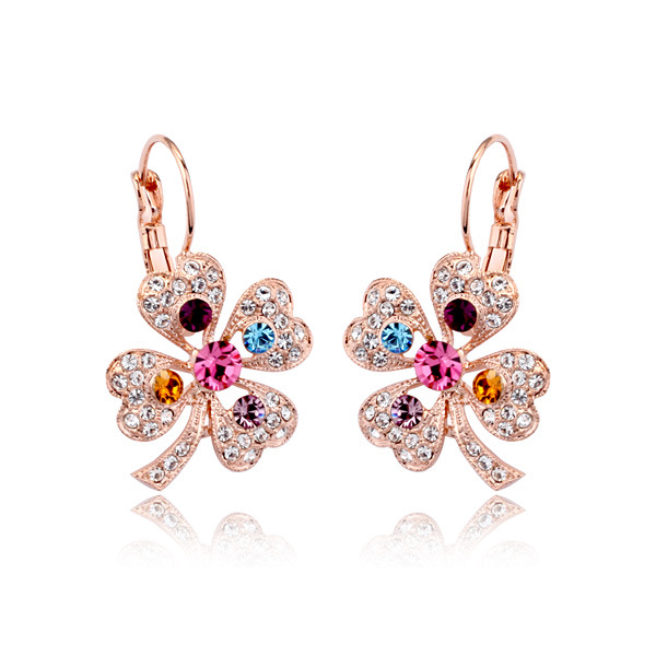 Exquisite Luxury Full Diamond Leaf Crystal Earrings display picture 1
