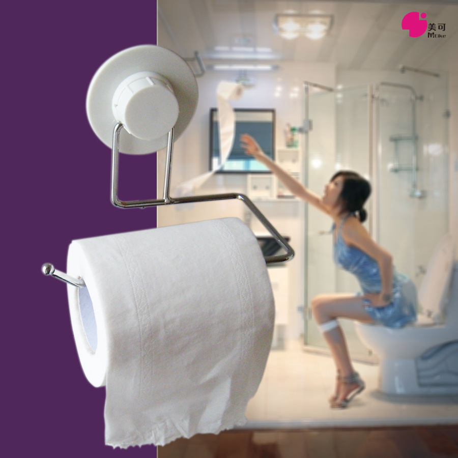 無痕吸膜壁挂金屬紙巾架 衛生間吸盤卷紙手紙架 免釘粘貼卷筒紙架