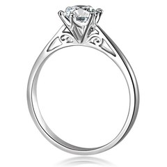 JZ048 Plated White Gold 30 Points 50 Points Six-Claw Solitaire Ring Simulated Diamond Women's Ring Engagement Ring Accessory