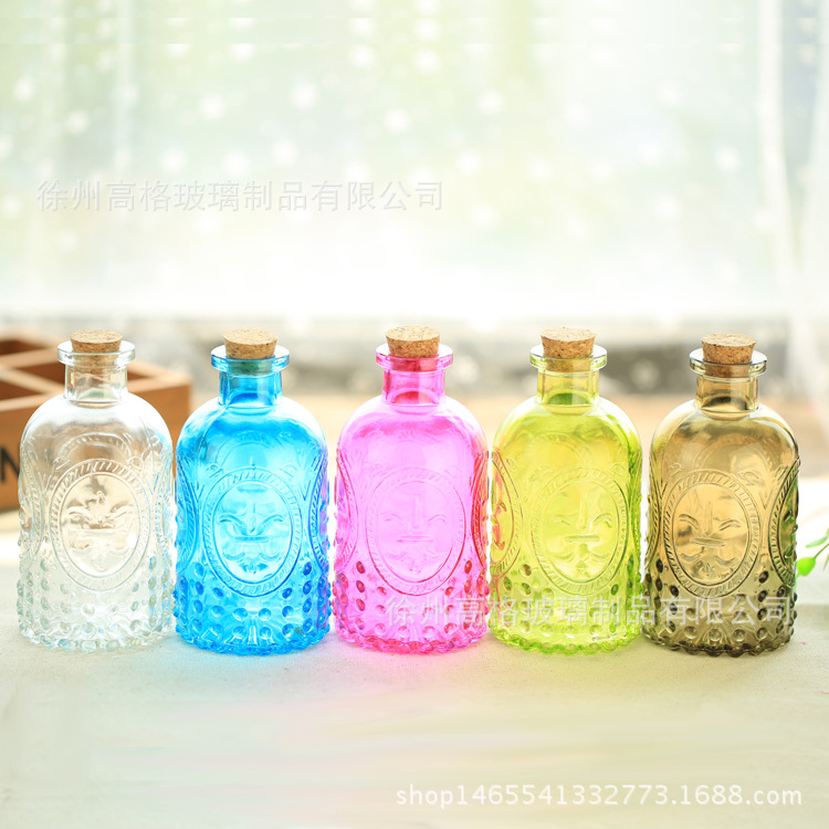 玻璃浮雕小花瓶 密封瓶 插花 水培容器 家居橱窗陈列装饰品