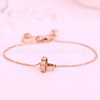 Ankle bracelet stainless steel, golden fashionable accessory, Korean style, 18 carat, pink gold