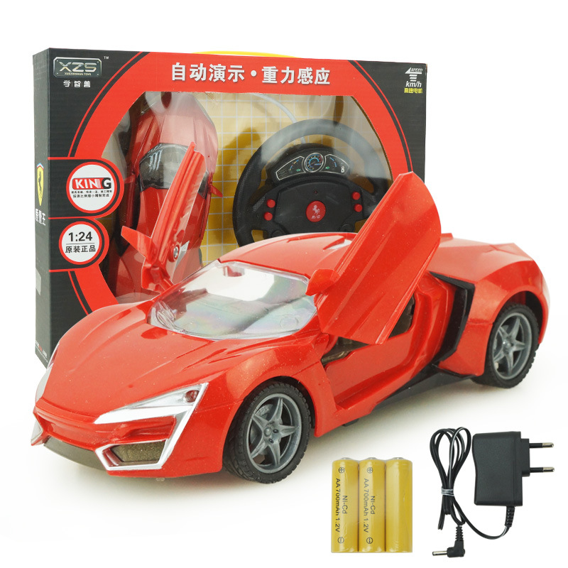 学智善可手动开门方向盘重力感应遥控车跑车充电玩具车模型批发Q