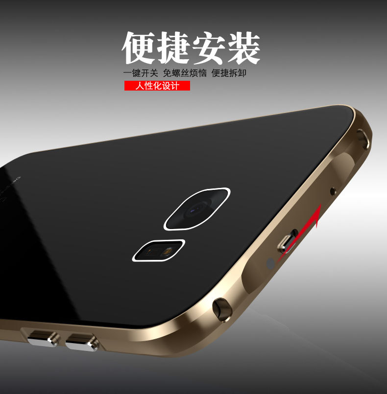 Luphie Aircraft Aluminum Metal Frame 9H Tempered Glass Back Cover Case for Samsung Galaxy S7 Edge G9350