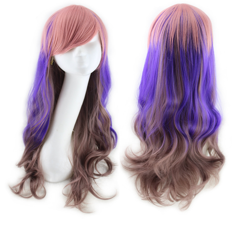 Peluca de pelo sintético Moda Anime Cosplay Fibra química Hermoso Largo Ondulado_voghion.com