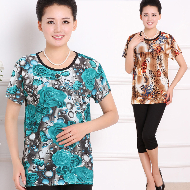 2016 Spring and summer Middle and old age Stall Go to the market Best Sellers T-shirts printing fashion Ladies Borneol jacket