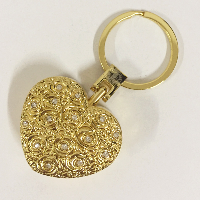 金属镀金镶钻玫瑰花usb充电点烟器情侣爱心打火机便携钥匙扣|ru