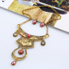 Retro necklace, European style, with gem, 7 colors