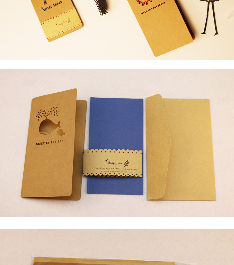 Creative Personalized Hollow Kraft Paper Greeting Card display picture 2