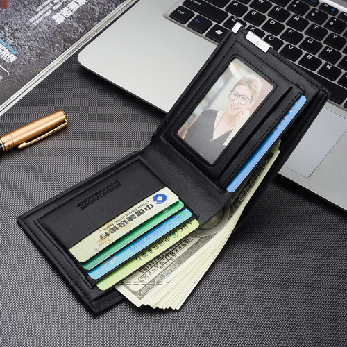 Cross-border hot selling new men's short wallet iron edge Korean version young men's horizontal wallet trendy card holder wholesale