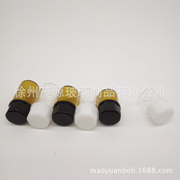 透明西林瓶茶色小精油瓶3ml玻璃瓶细纹盖分装瓶玻璃螺口瓶子