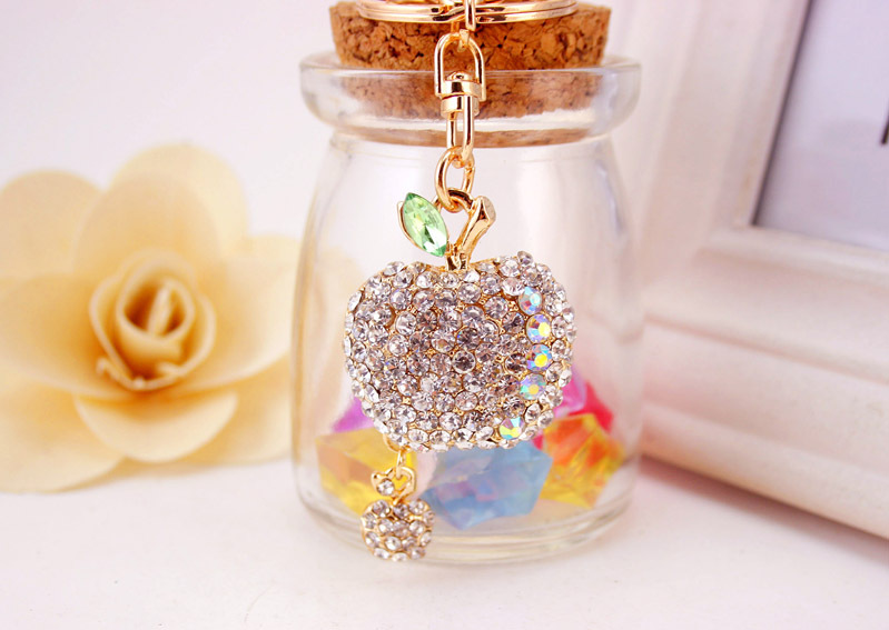 26g Weight Alloy, Metal Material Heart Pattern Unisex Gender White, Pink, Purple, Blue Color Cute Diamond-studded Small  Keychain 14