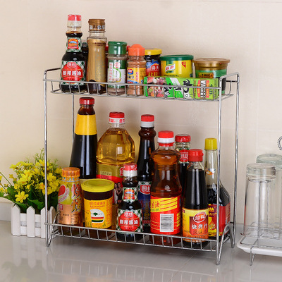 [A generation of fat]Kitchen Storage racks to ground Storage racks Double Spice Rack flavoring
