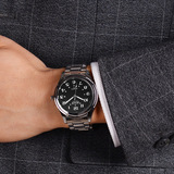 保西尼 Кварцевый водонепроницаемый стальной ремешок из нержавеющей стали для пожилых людей для отдыха, подарок на день рождения