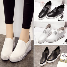 Giày nữ Fu Fu phiên bản mới của Hàn Quốc về sự gia tăng của giày nhỏ màu trắng Giày da nữ mùa xuân và giày đế dày mùa thu Giày đế bệt nữ