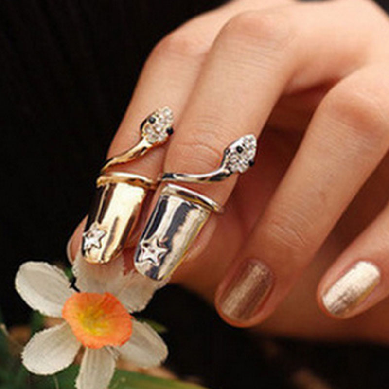 随变精美外贸饰品 欧美指甲戒 个性蛇指甲戒指 开口小指戒手指环
