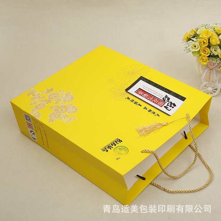定做印花雪菊茶手提礼品袋 白卡铜版纸彩印纸袋量大优惠