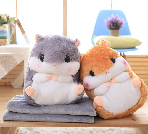 Cute Hamster Throw Pillow Car Cushion Dual-Use Blanket Large Air Conditioner Throw Pillow Fleece Blanket