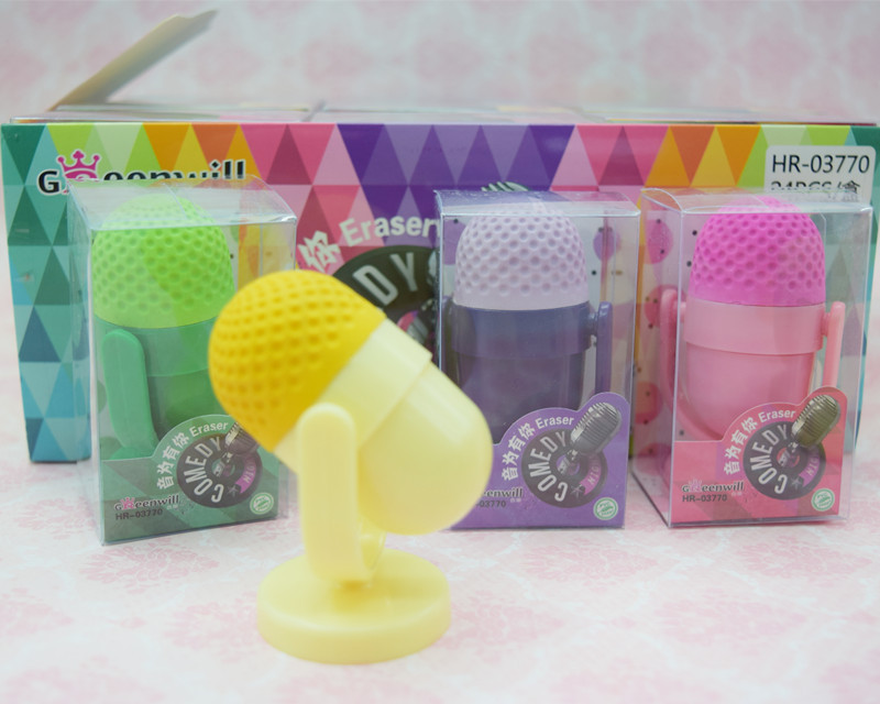 Micrófono borradora con lápiz cortador creativo multifuncional estilo de moda fábrica de papelería批ada directa puede personalizar