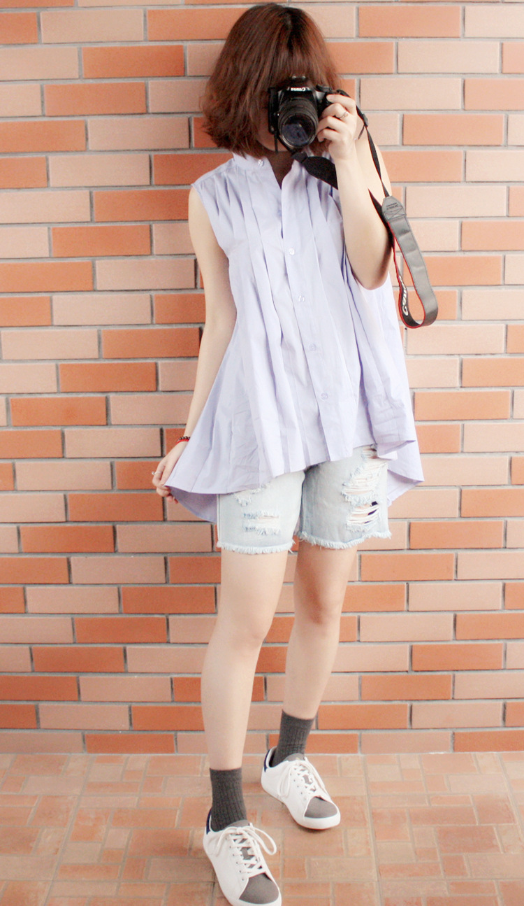 MIXX*韓國牛仔短褲*下擺毛邊~做舊破洞處理!5