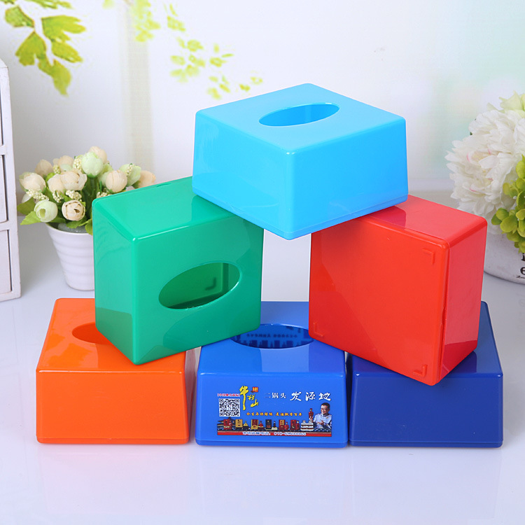 Square Plastic advertisement Tissue box Customized Tissue box Paper pumping box Napkin box customized printing Logo