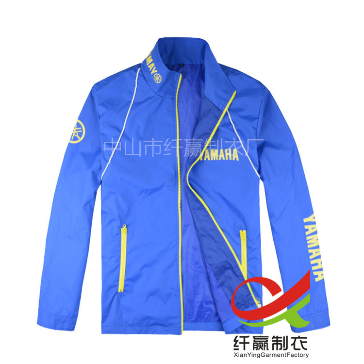 Men's advertising shirt trench coat custom YAMAHA motorcycle suit stand collar slim fit overalls coat custom printed logo