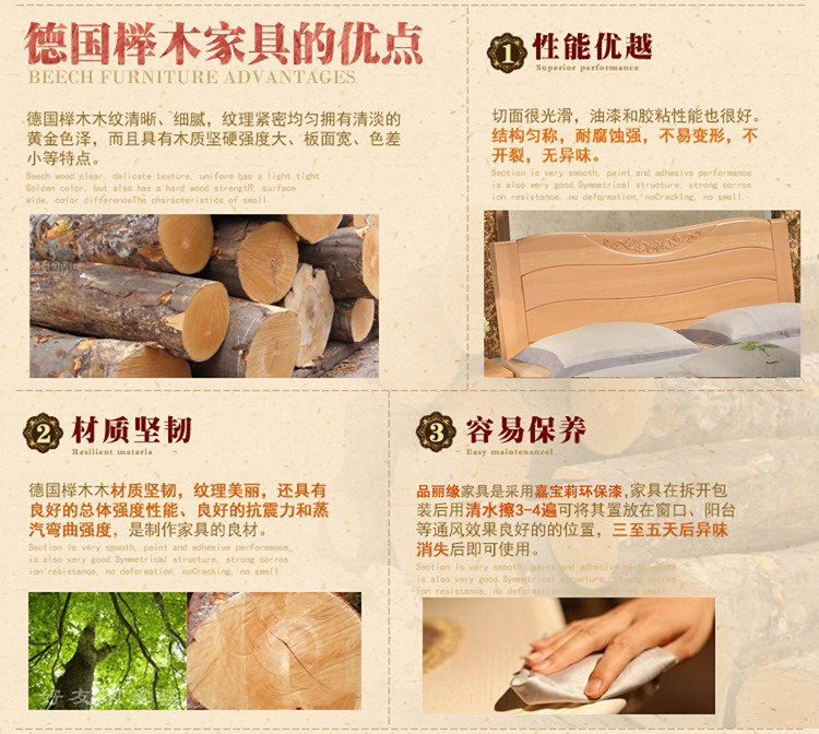 厂家直销简约现代实木床1.8米榉木床 精品实木卧室家具双人床批发