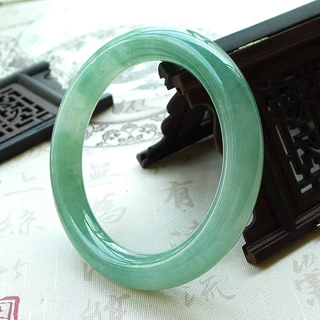 缅甸冰糯种翡翠园条手镯女款玉石玉器工艺品玉镯子送证书